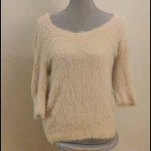 Soft, fuzzy, 3/4 sleeve sweater